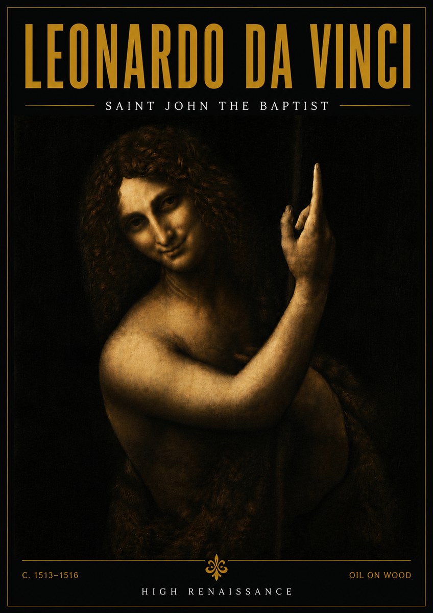 Leonardo da Vinci Saint John the Baptist No6 - Affiche