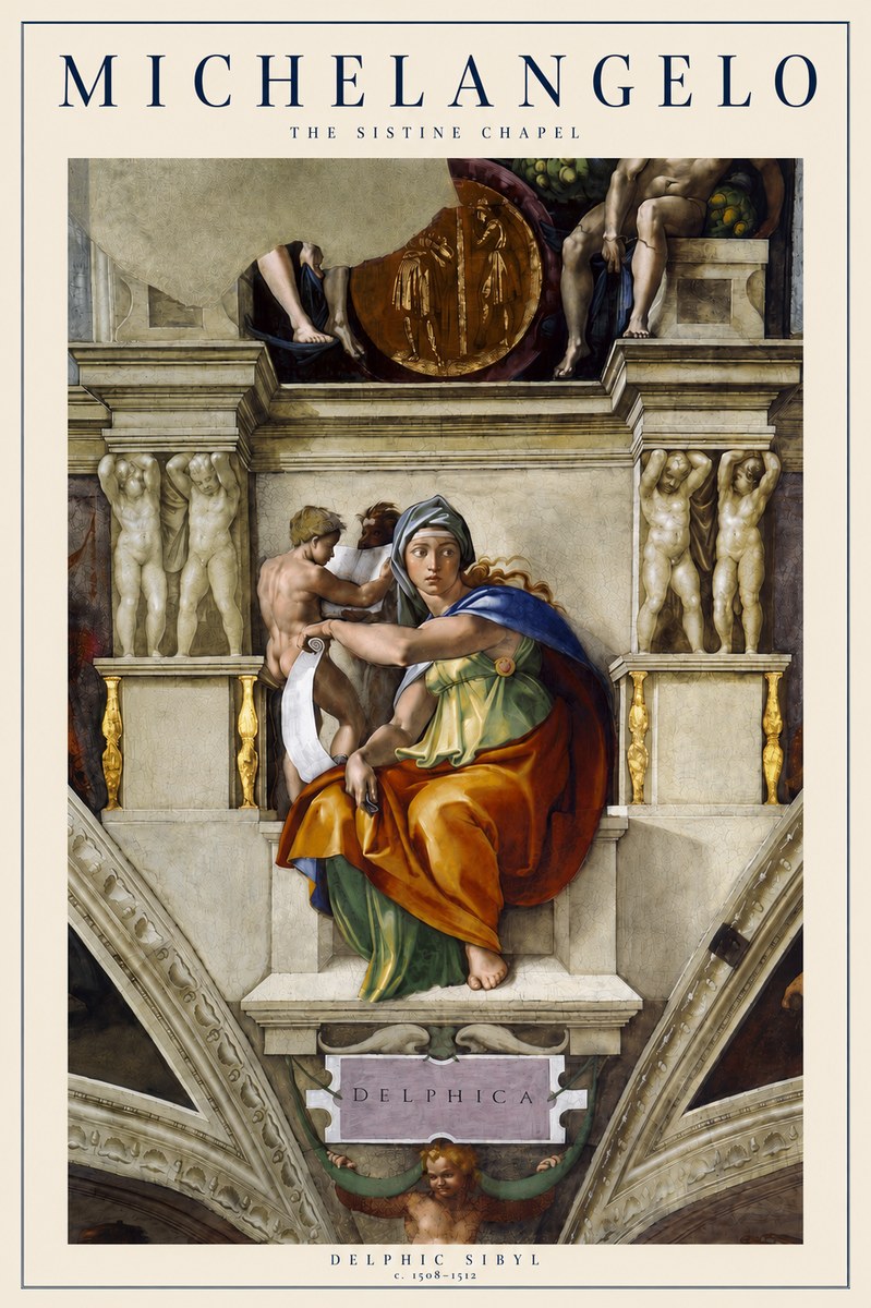 Michelangelo Delphic Sibyl No3 - Affiche