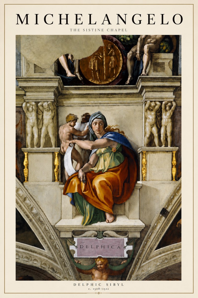 Michelangelo Delphic Sibyl No5 - Affiche