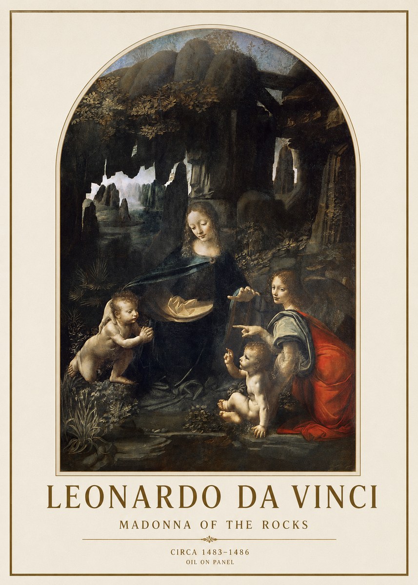 Leonardo da Vinci Madonna of the Rocks No1 - Affiche