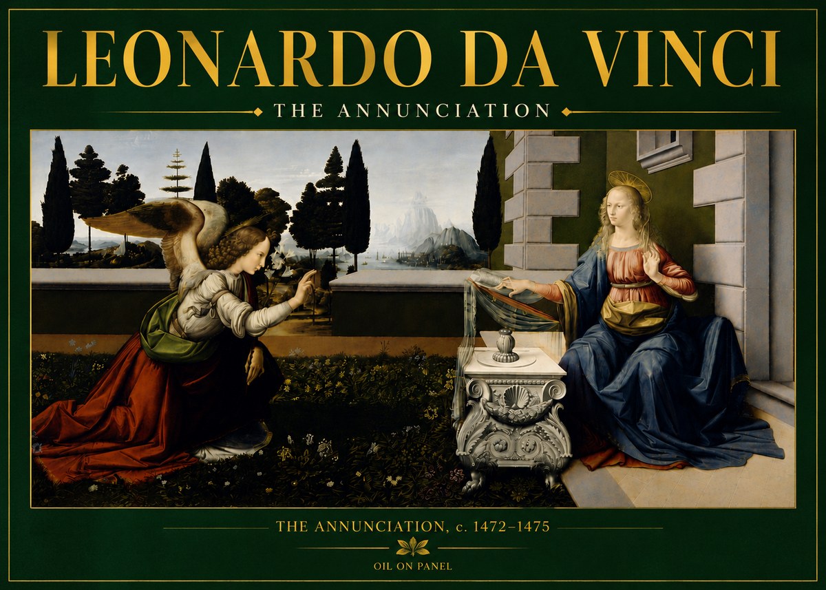 Leonardo da Vinci The Annunciation No5 - Affiche