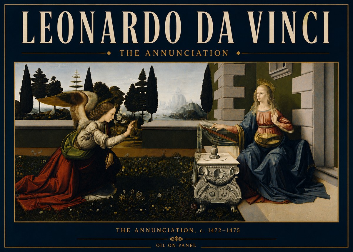 Leonardo da Vinci The Annunciation No6 - Affiche
