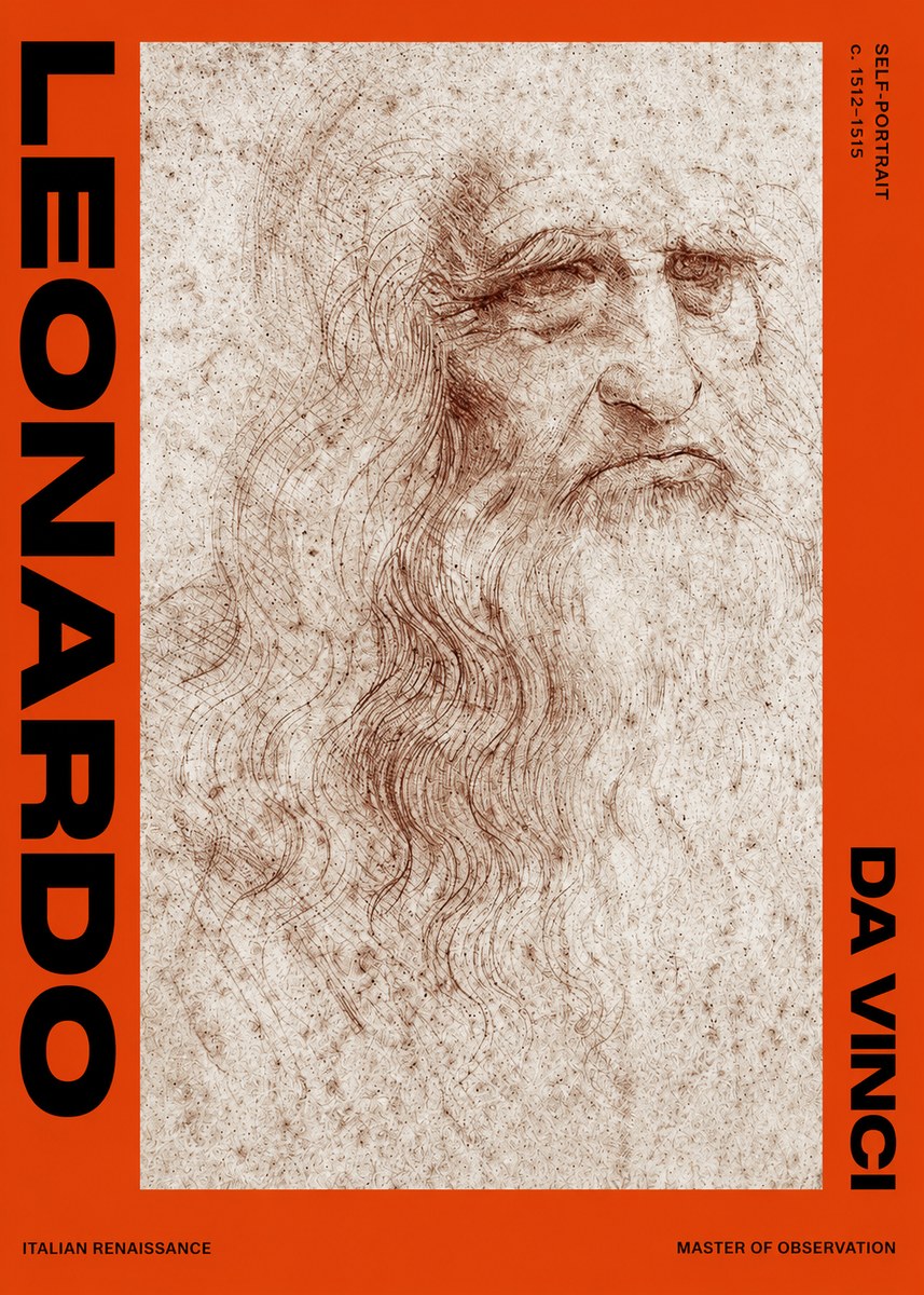Leonardo da Vinci Self-portrait I No2 - Affiche