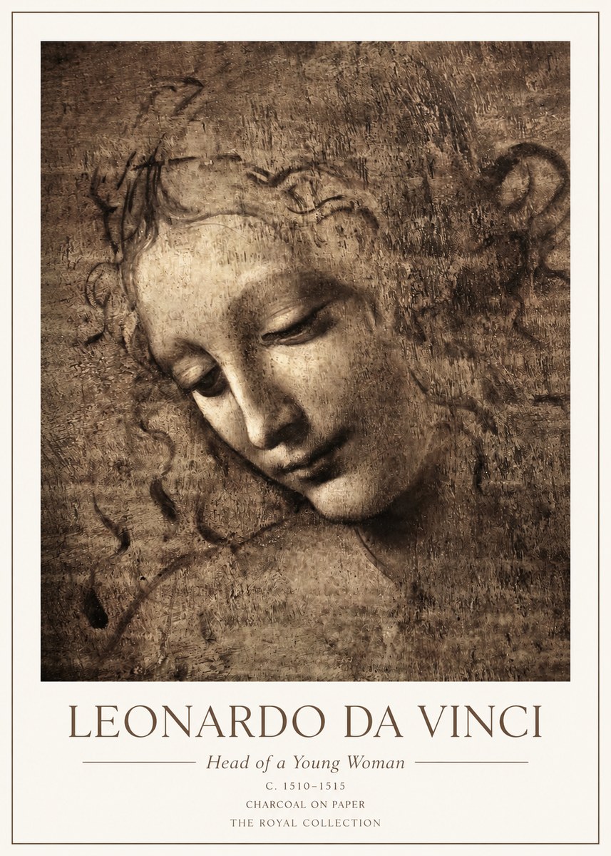 Leonardo da Vinci Head of a Young Woman II No1 - Affiche