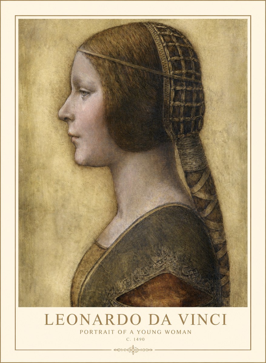 Leonardo da Vinci Portrait of a Young Woman II No1 - Affiche