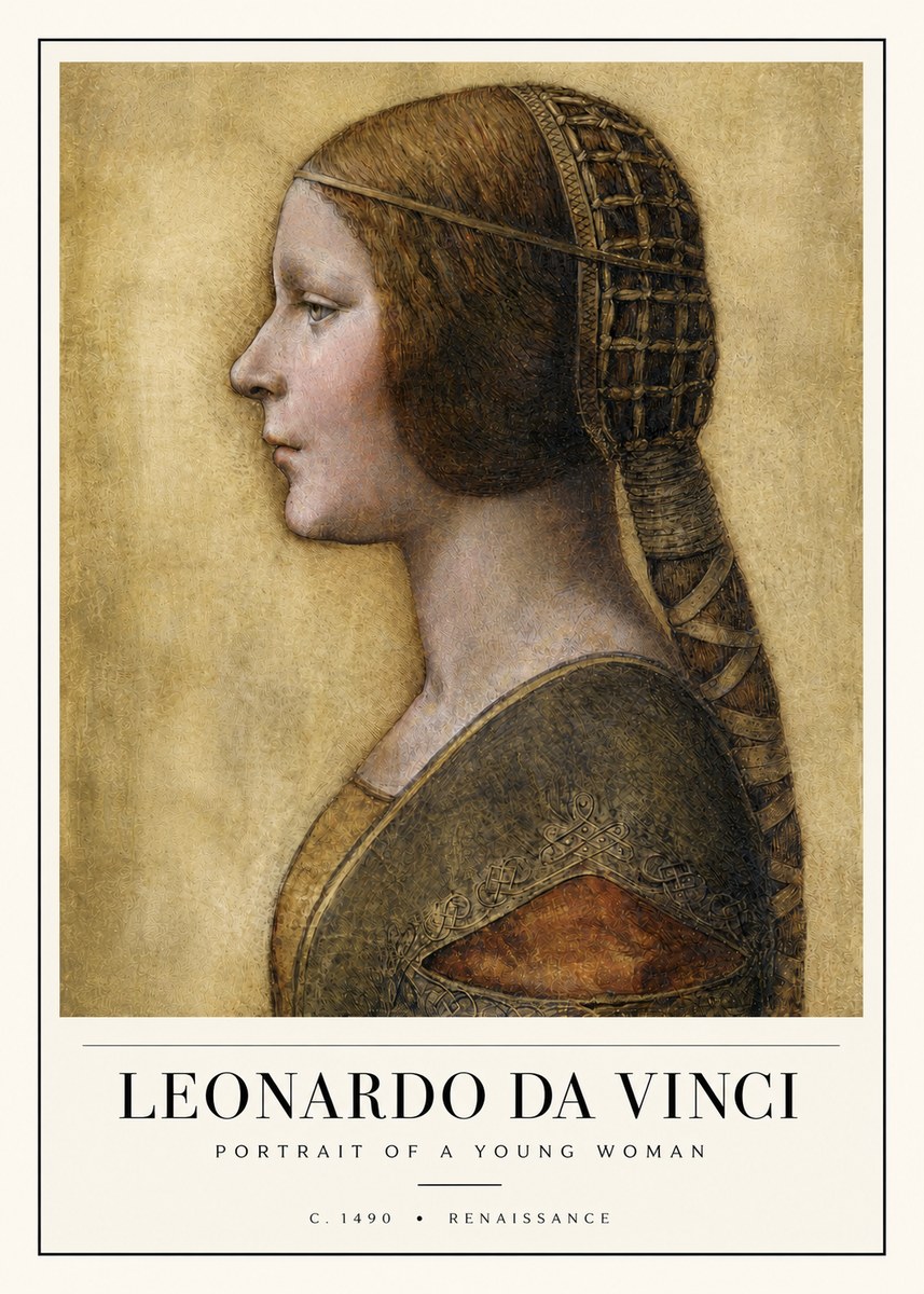 Leonardo da Vinci Portrait of a Young Woman II No4 - Affiche