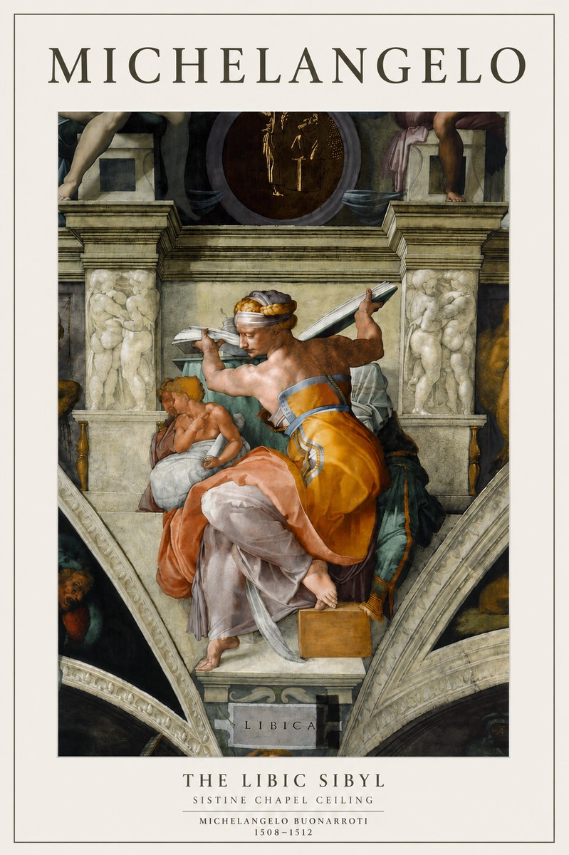 Michelangelo The Libic Sibyl No4 - Affiche