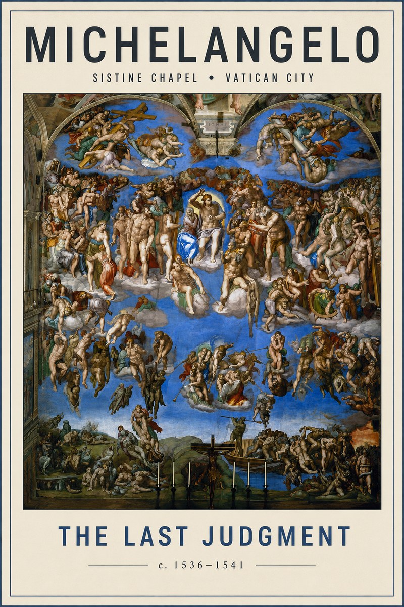 Michelangelo The Last Judgment No5 - Affiche