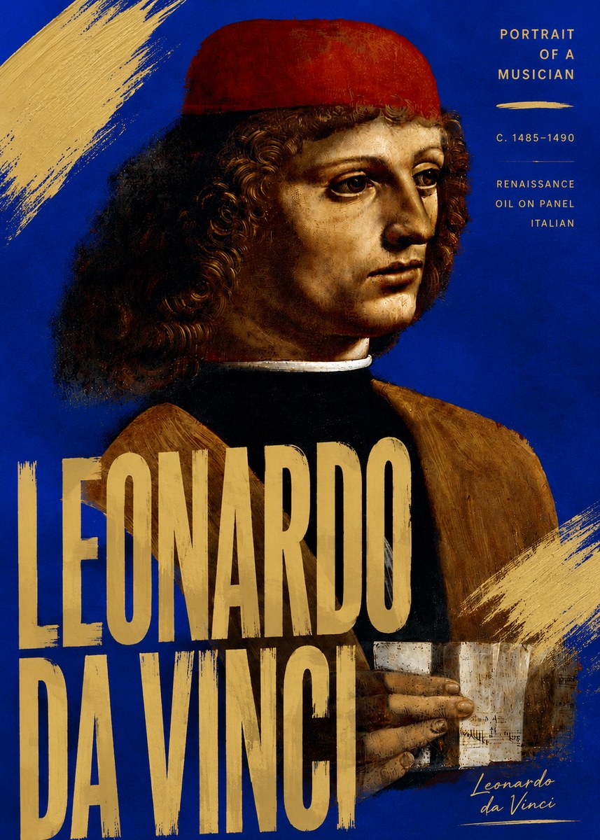 Leonardo da Vinci Portrait of a Musician No5 - Affiche