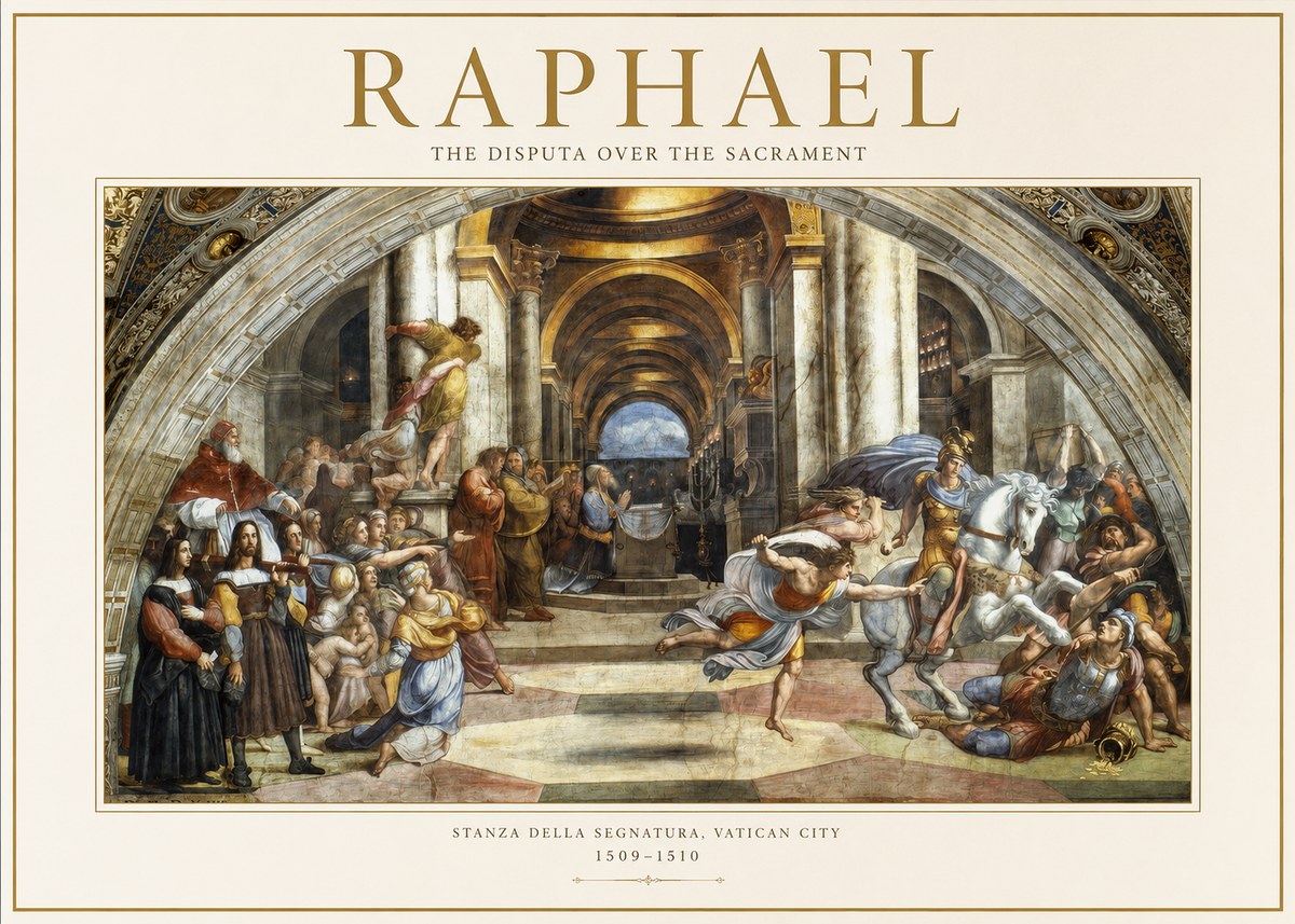 Raphael The Disputa over the Sacrament No1 - Affiche