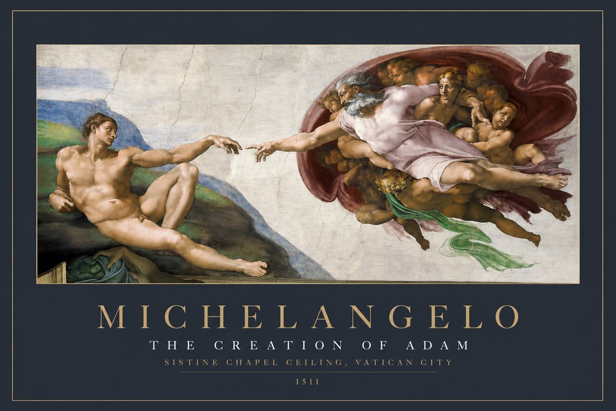 Michelangelo The Creation of Adam No2 - Affiche