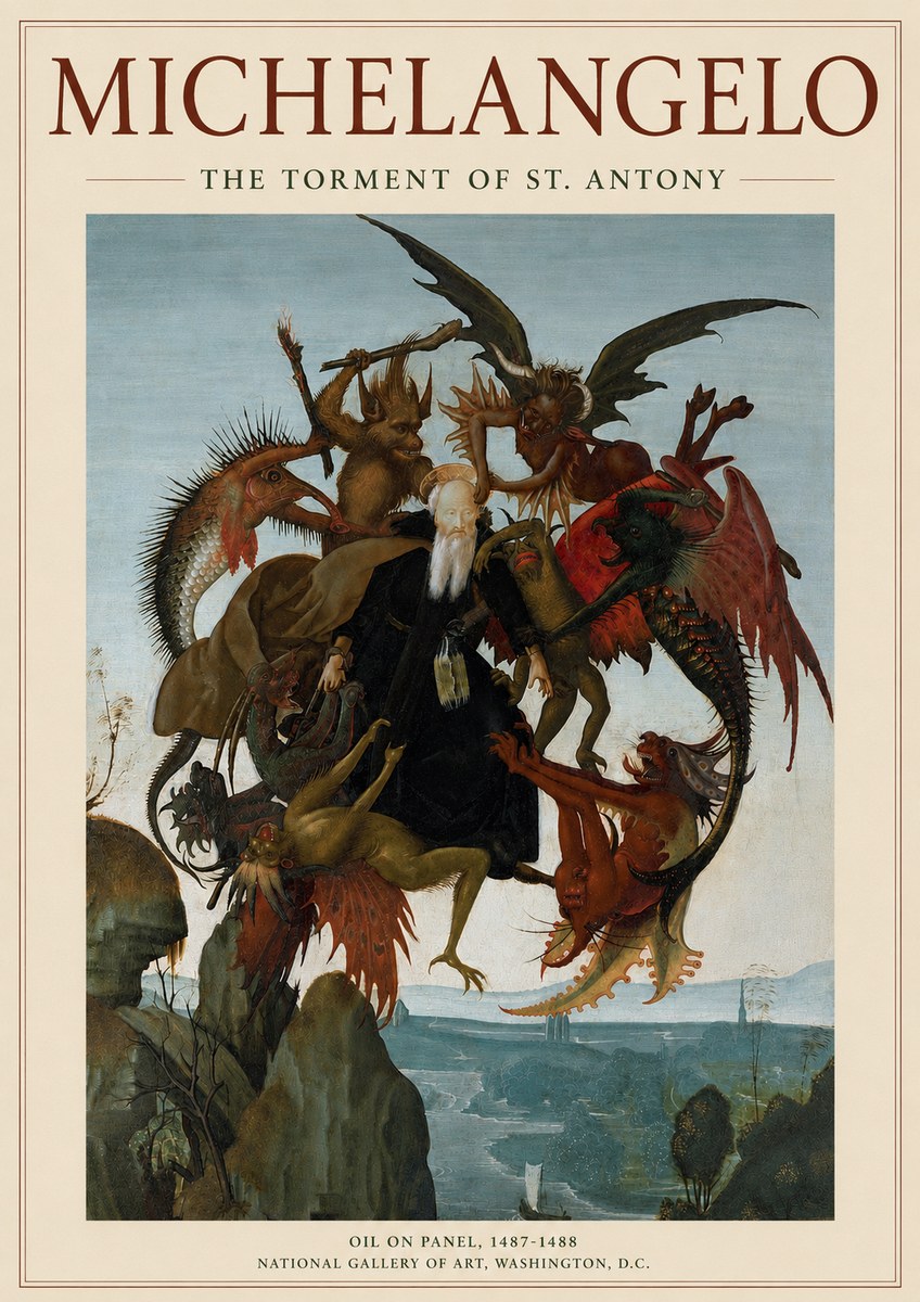 Michelangelo The Torment of St. Antony No3 - Affiche