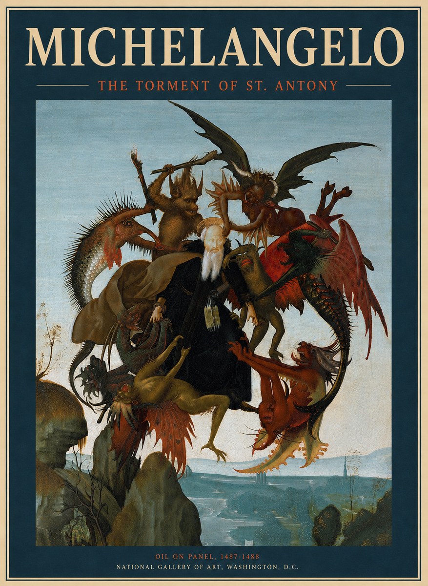 Michelangelo The Torment of St. Antony No6 - Affiche