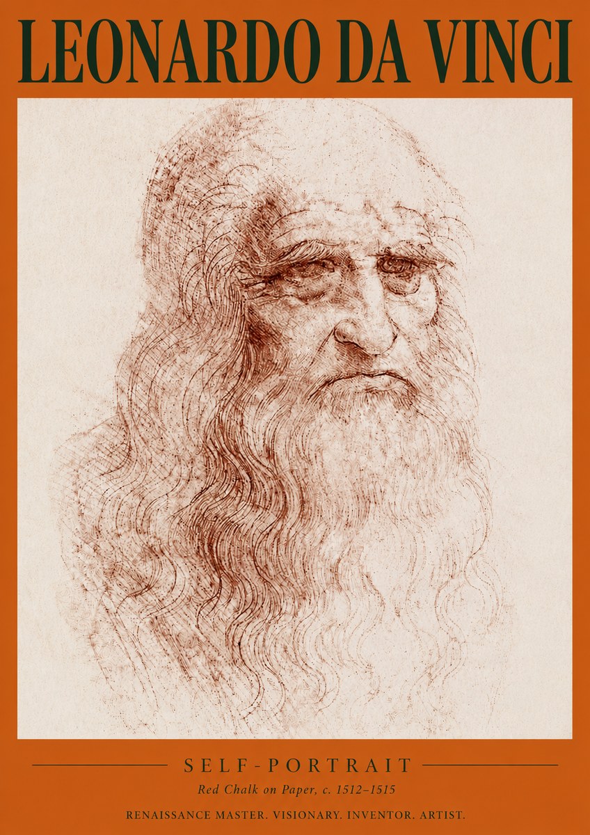 Leonardo da Vinci Self-portrait II No4 - Affiche