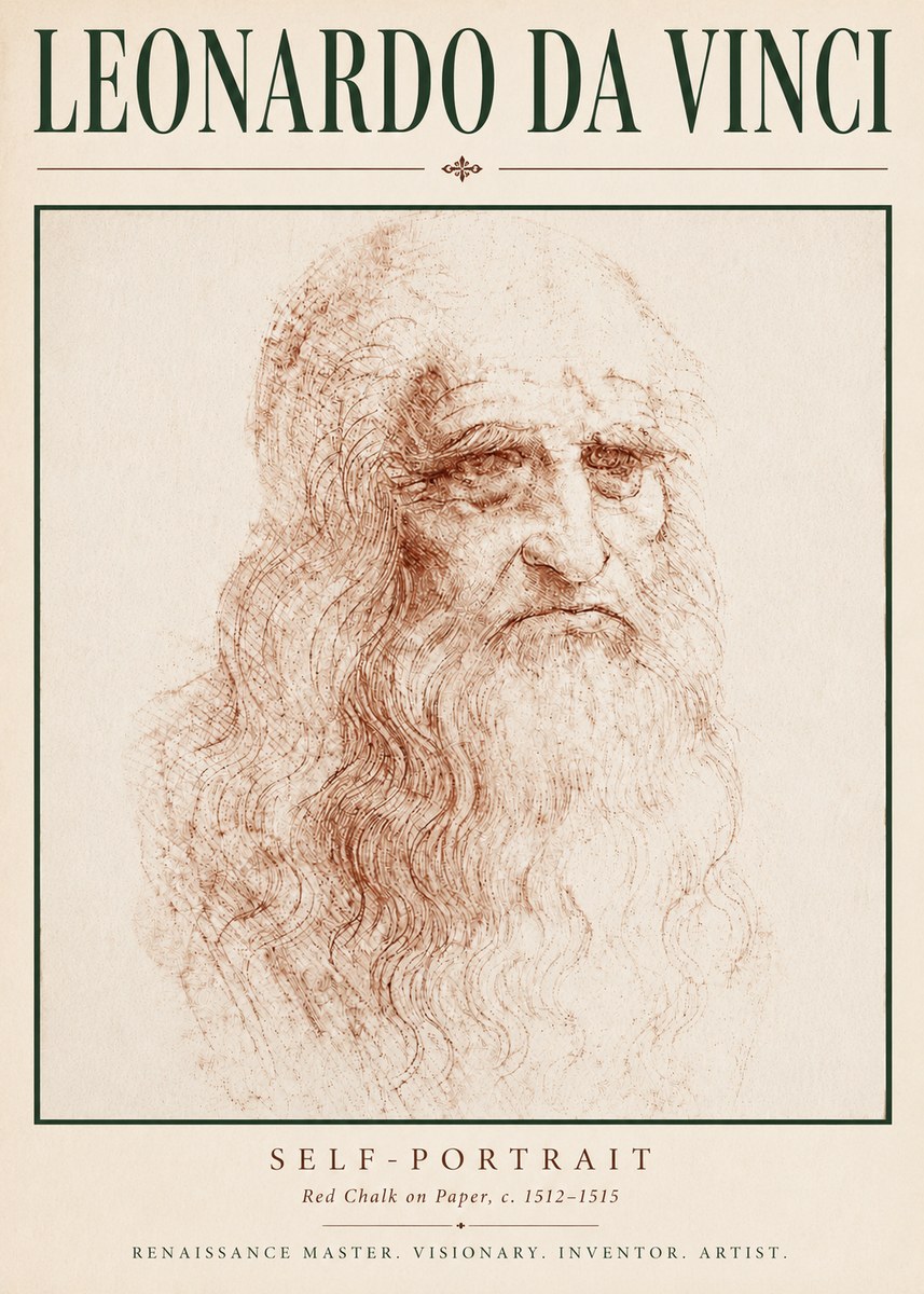 Leonardo da Vinci Self-portrait II No5 - Affiche