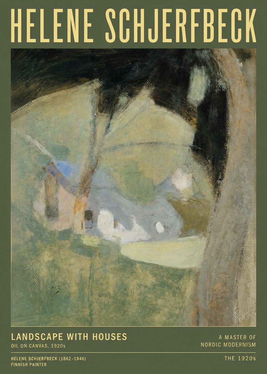Helene Schjerfbeck Landscape with Houses No3 - Affiche