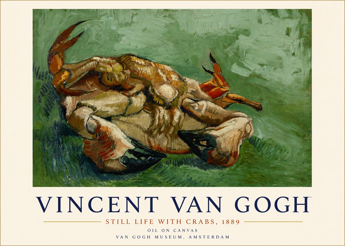 Van Gogh Still Life with Crabs No3 - Affiche