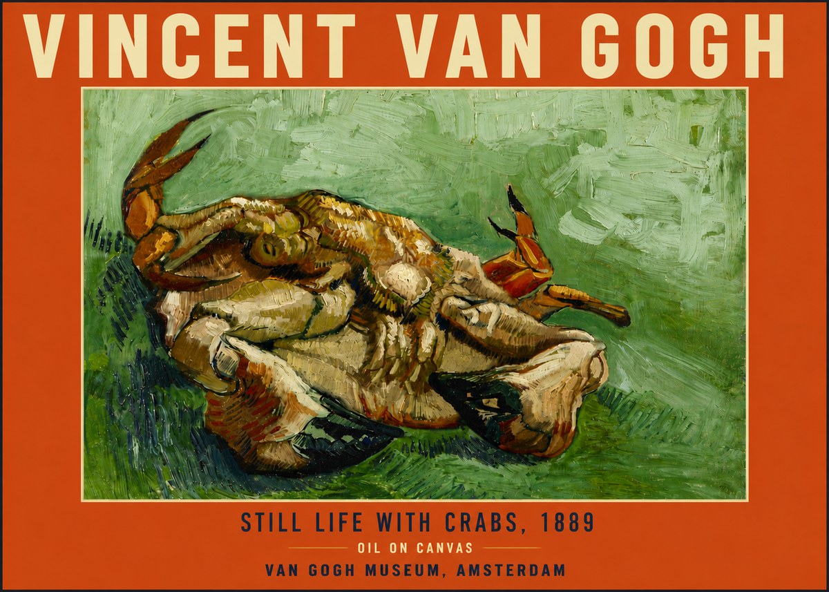 Van Gogh Still Life with Crabs No6 - Affiche