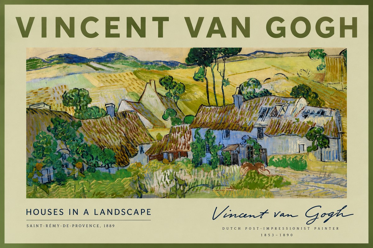 Van Gogh Houses in a Landscape No2 - Affiche