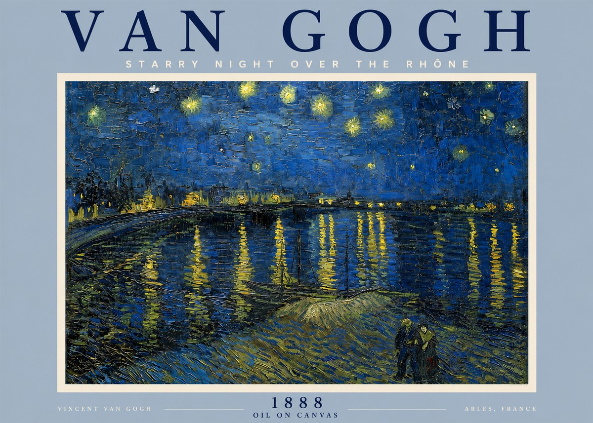 Van Gogh Starry Night over the Rhône No5 - Affiche