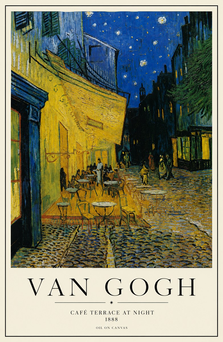 Van Gogh Café Terrace at Night No3 - Affiche