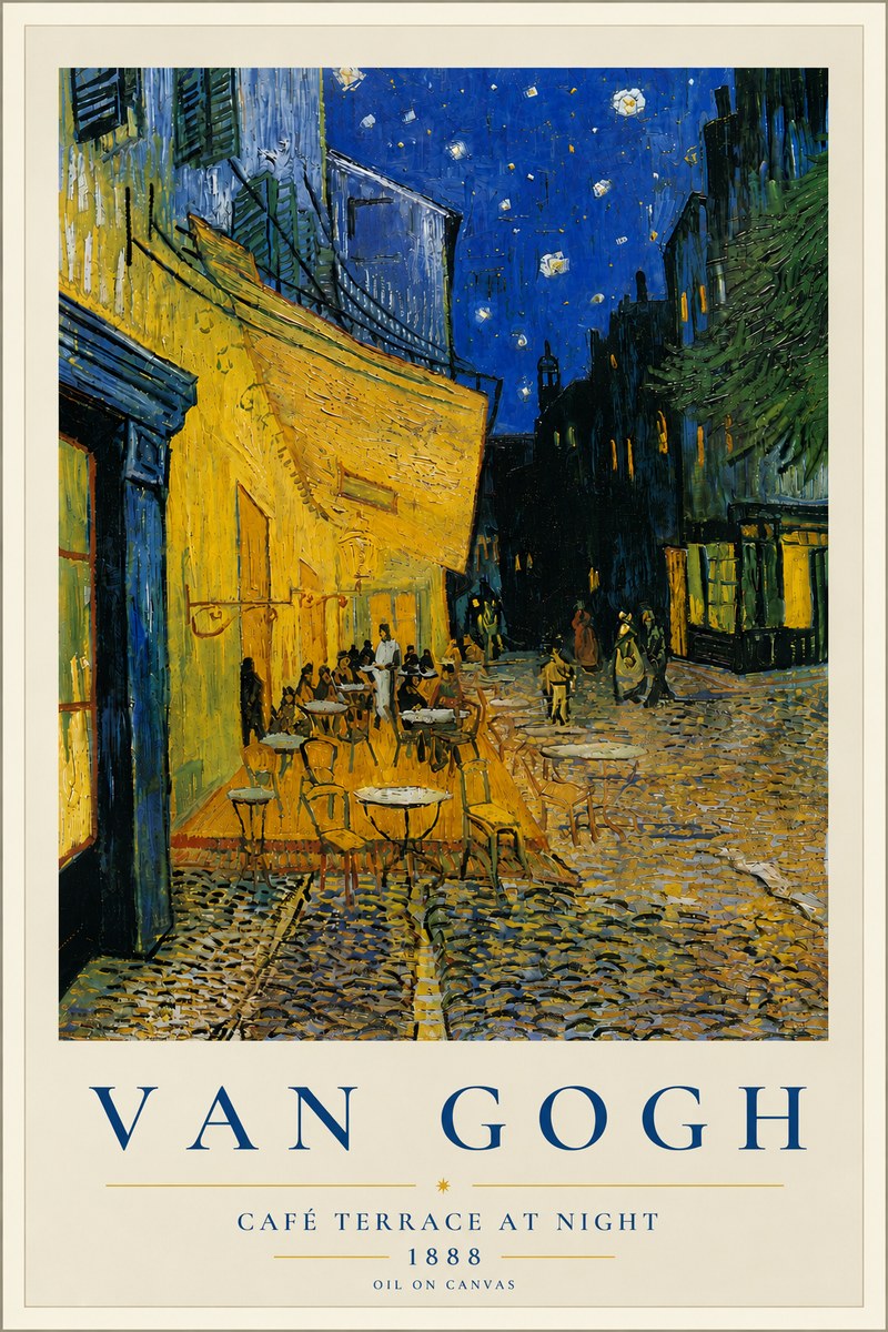 Van Gogh Café Terrace at Night No5 - Affiche