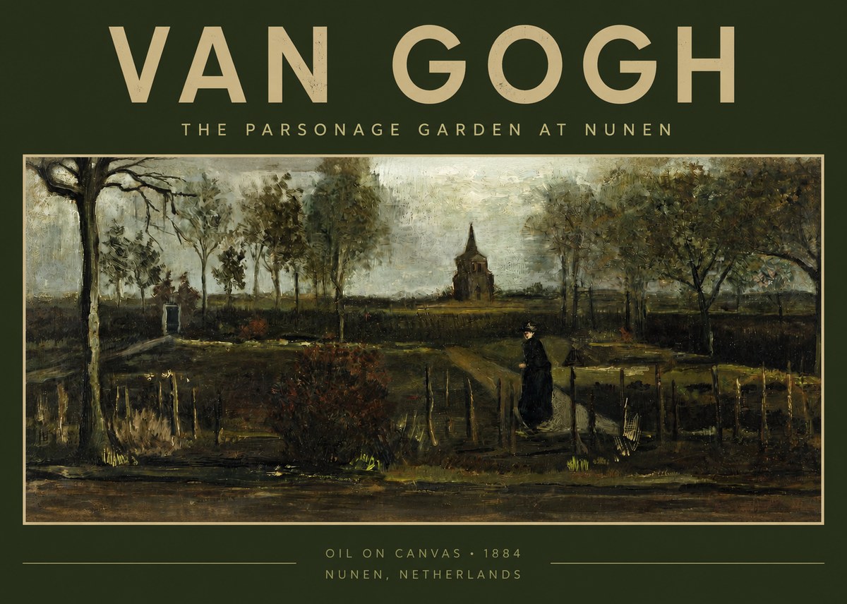 Van Gogh The Parsonage Garden at Nunen No2 - Affiche