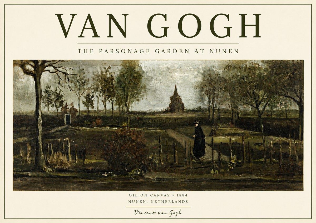 Van Gogh The Parsonage Garden at Nunen No4 - Affiche