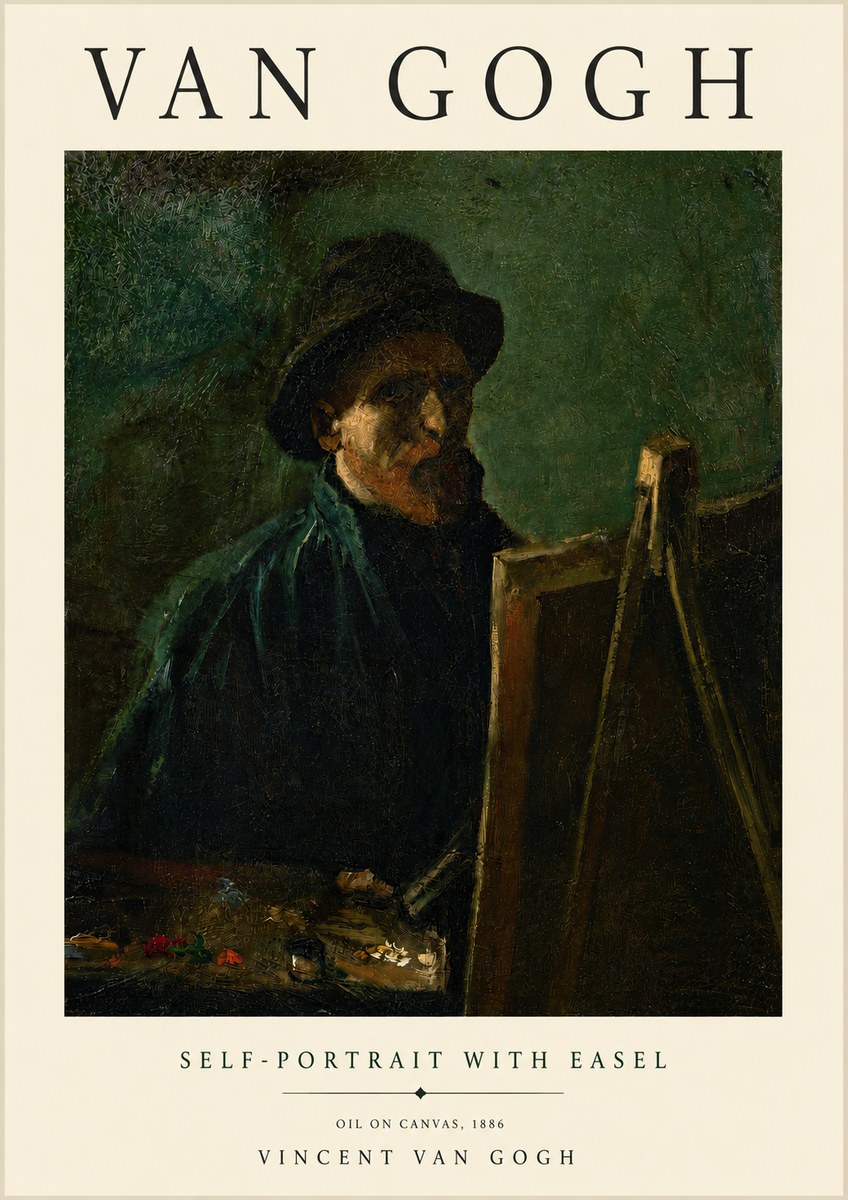 Van Gogh Self-portrait with Easel II No3 - Affiche