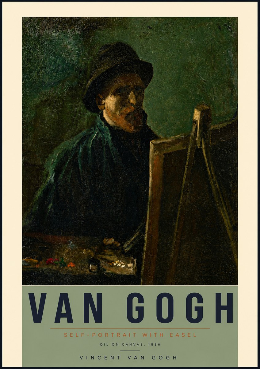 Van Gogh Self-portrait with Easel II No4 - Affiche