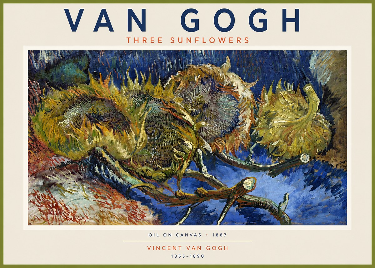 Van Gogh Three Sunflowers No2 - Affiche