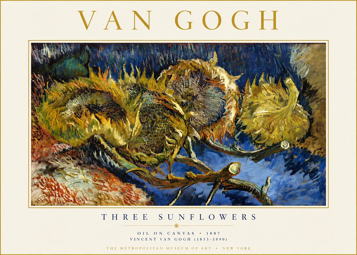 Van Gogh Three Sunflowers No3 - Affiche