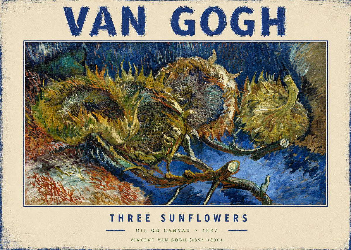 Van Gogh Three Sunflowers No4 - Affiche