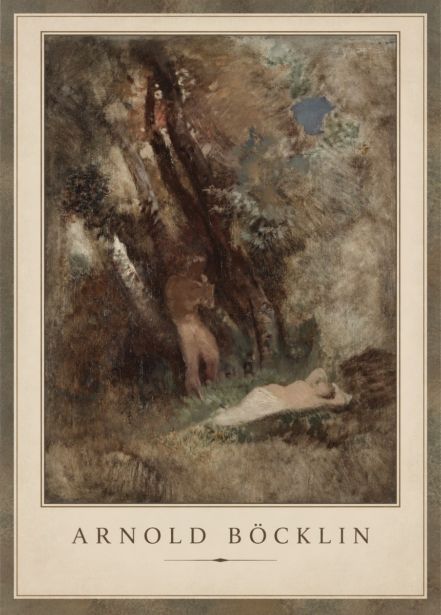 Arnold Böcklin Pan Frightening a Nymph No1 - Affiche