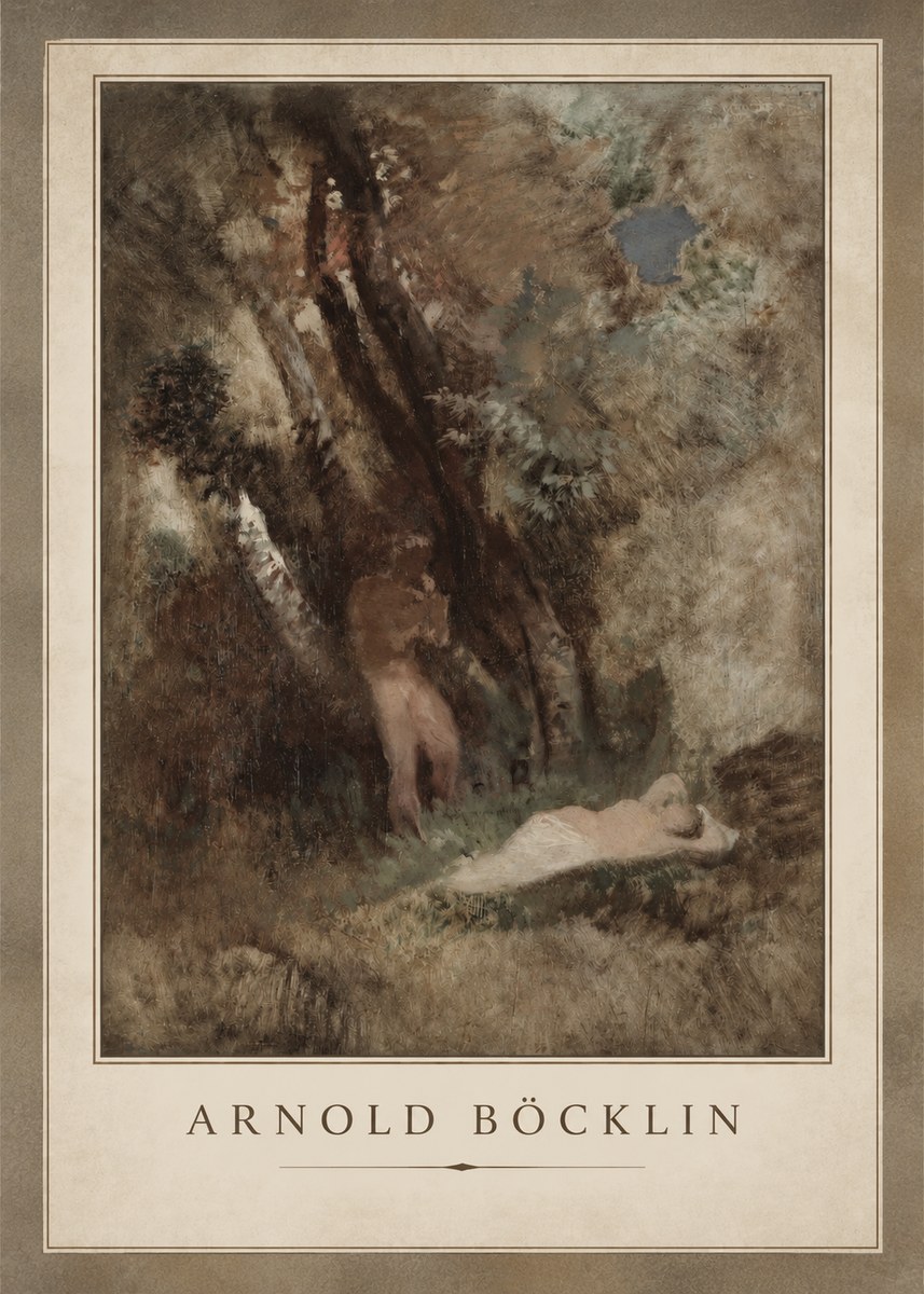 Arnold Böcklin Pan Frightening a Nymph No2 - Affiche