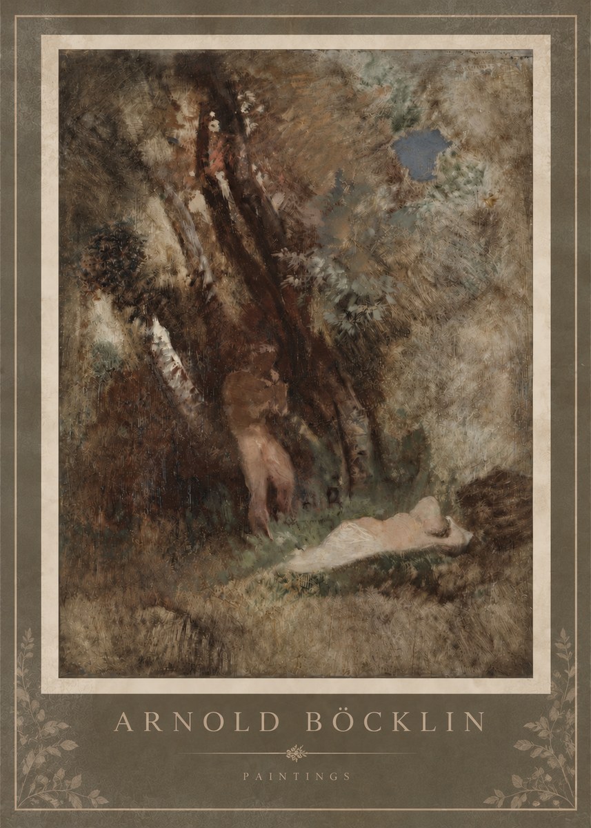 Arnold Böcklin Pan Frightening a Nymph No4 - Affiche