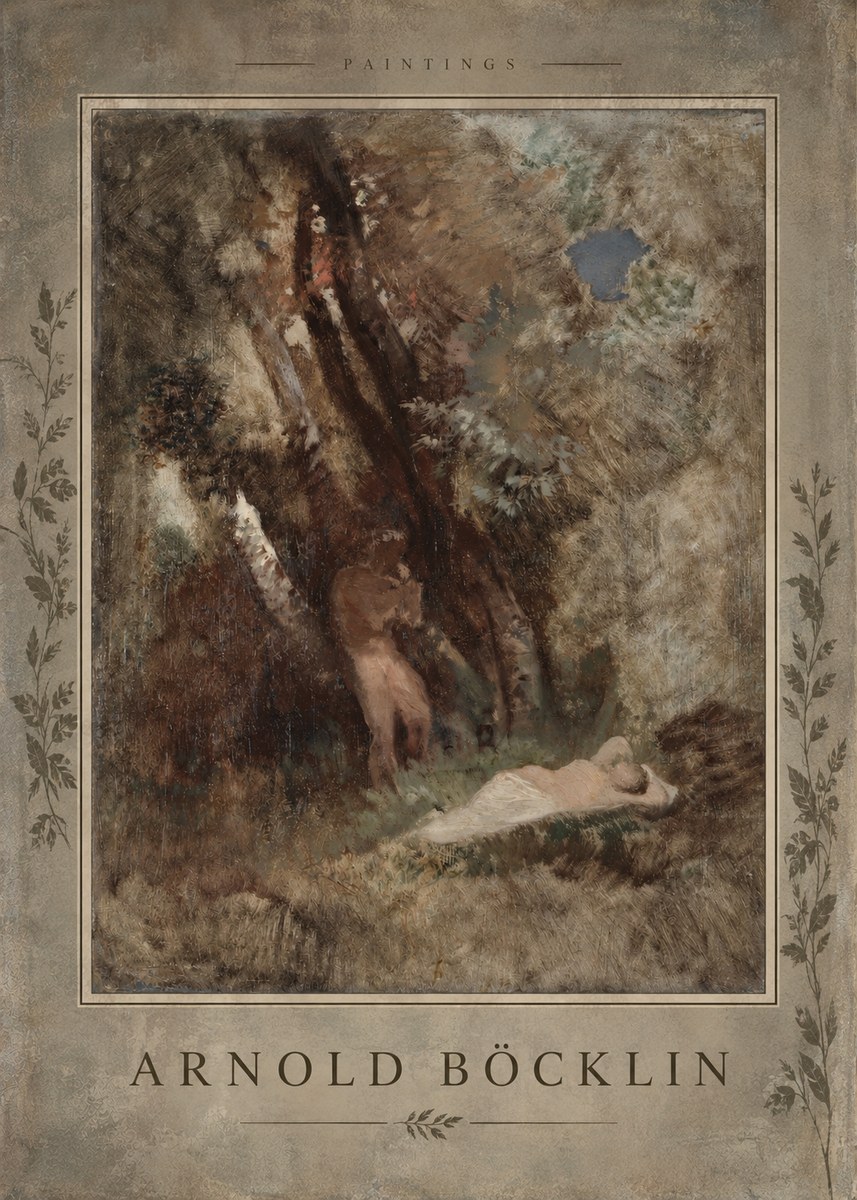 Arnold Böcklin Pan Frightening a Nymph No5 - Affiche