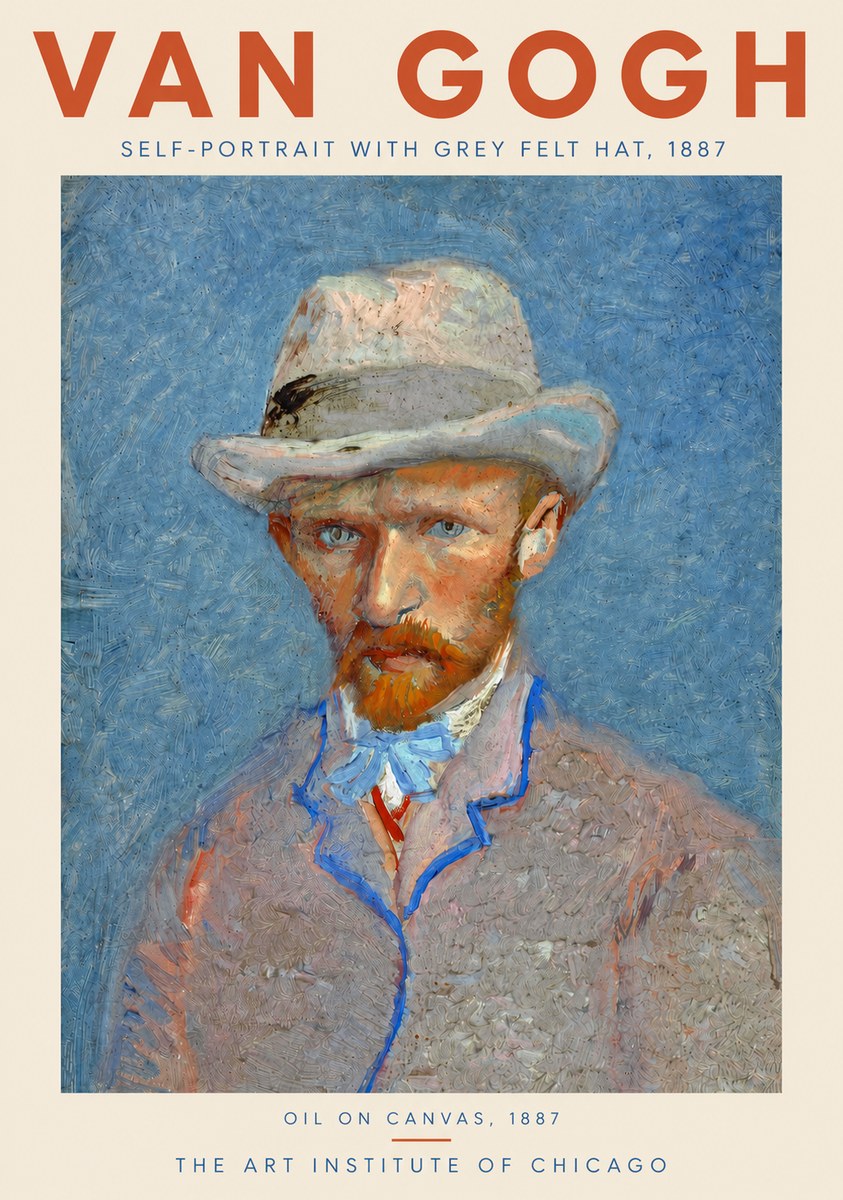 Van Gogh Self-portrait with Grey Felt Hat II No3 - Affiche