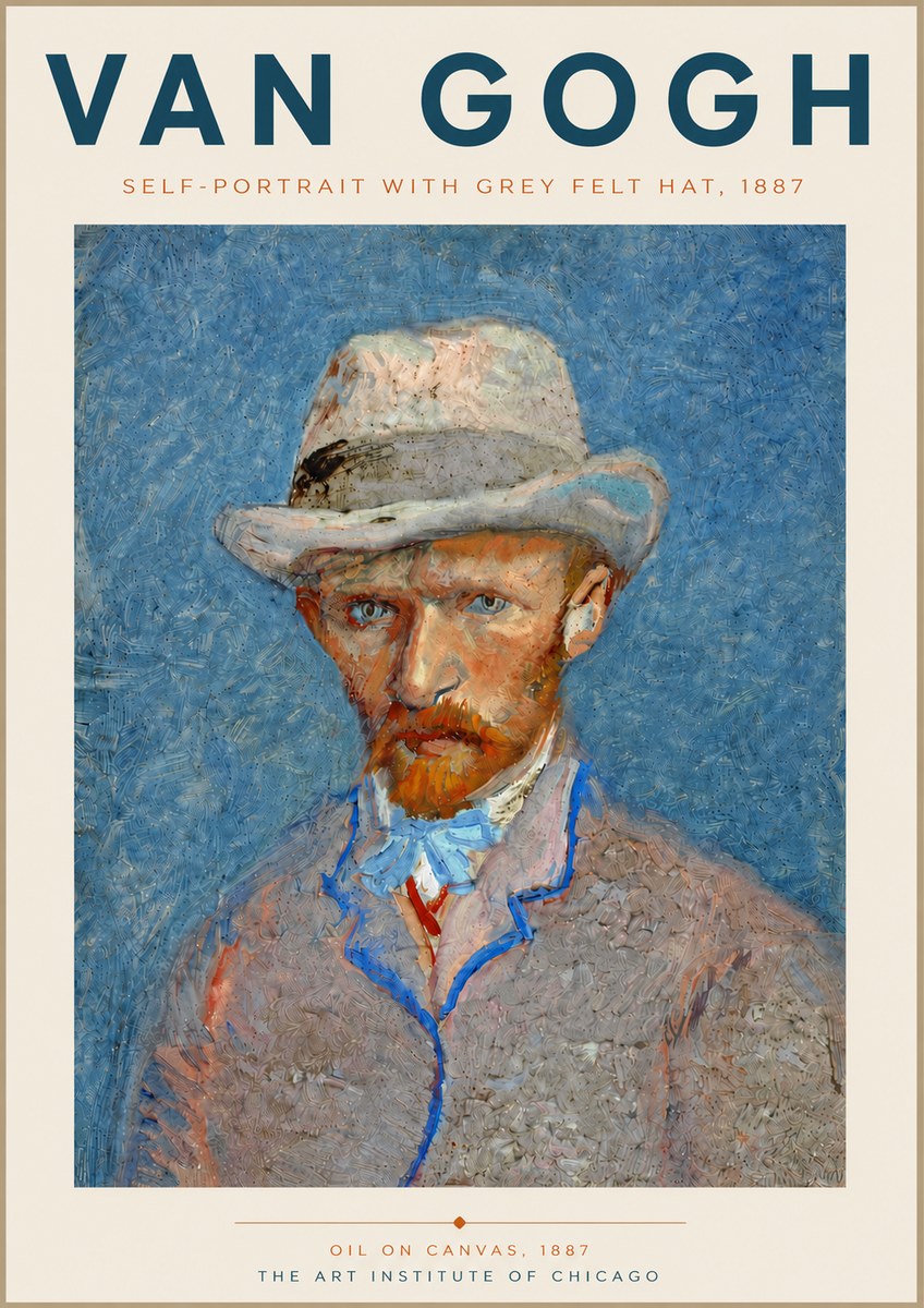 Van Gogh Self-portrait with Grey Felt Hat II No6 - Affiche