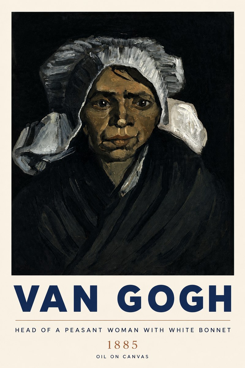 Van Gogh Head of a Peasant Woman with White Bonnet No3 - Affiche