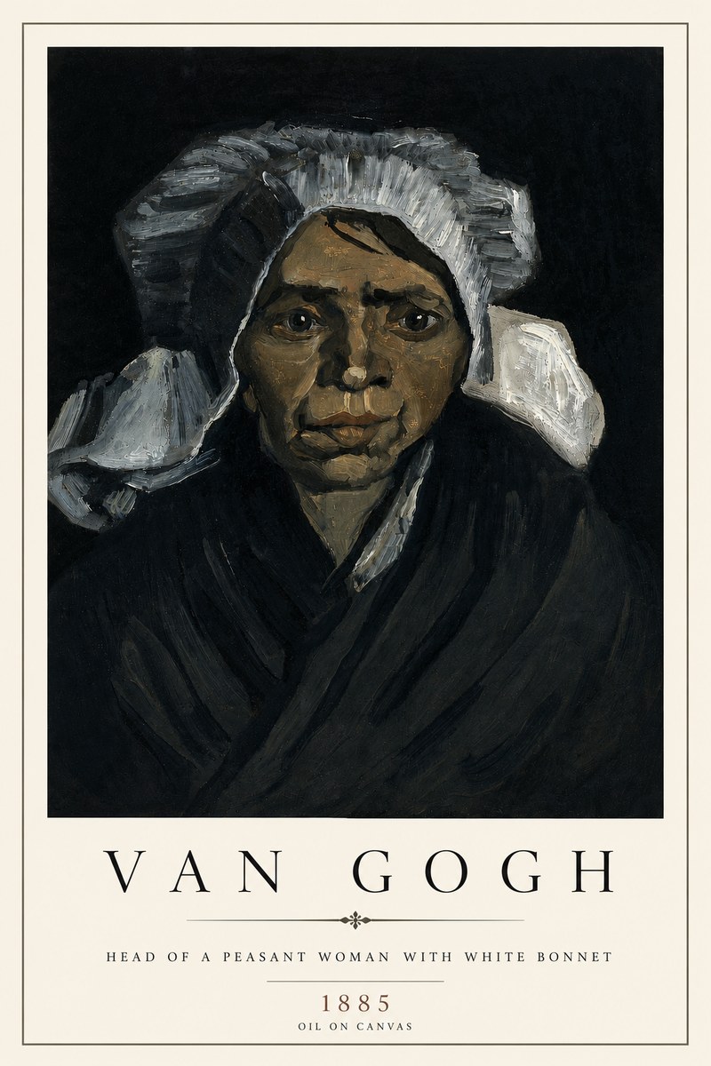 Van Gogh Head of a Peasant Woman with White Bonnet No4 - Affiche