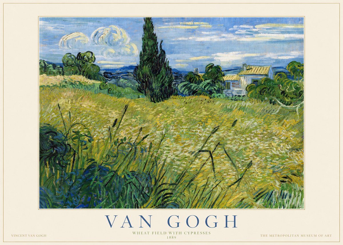 Van Gogh Wheat Field with Cypresses No1 - Affiche