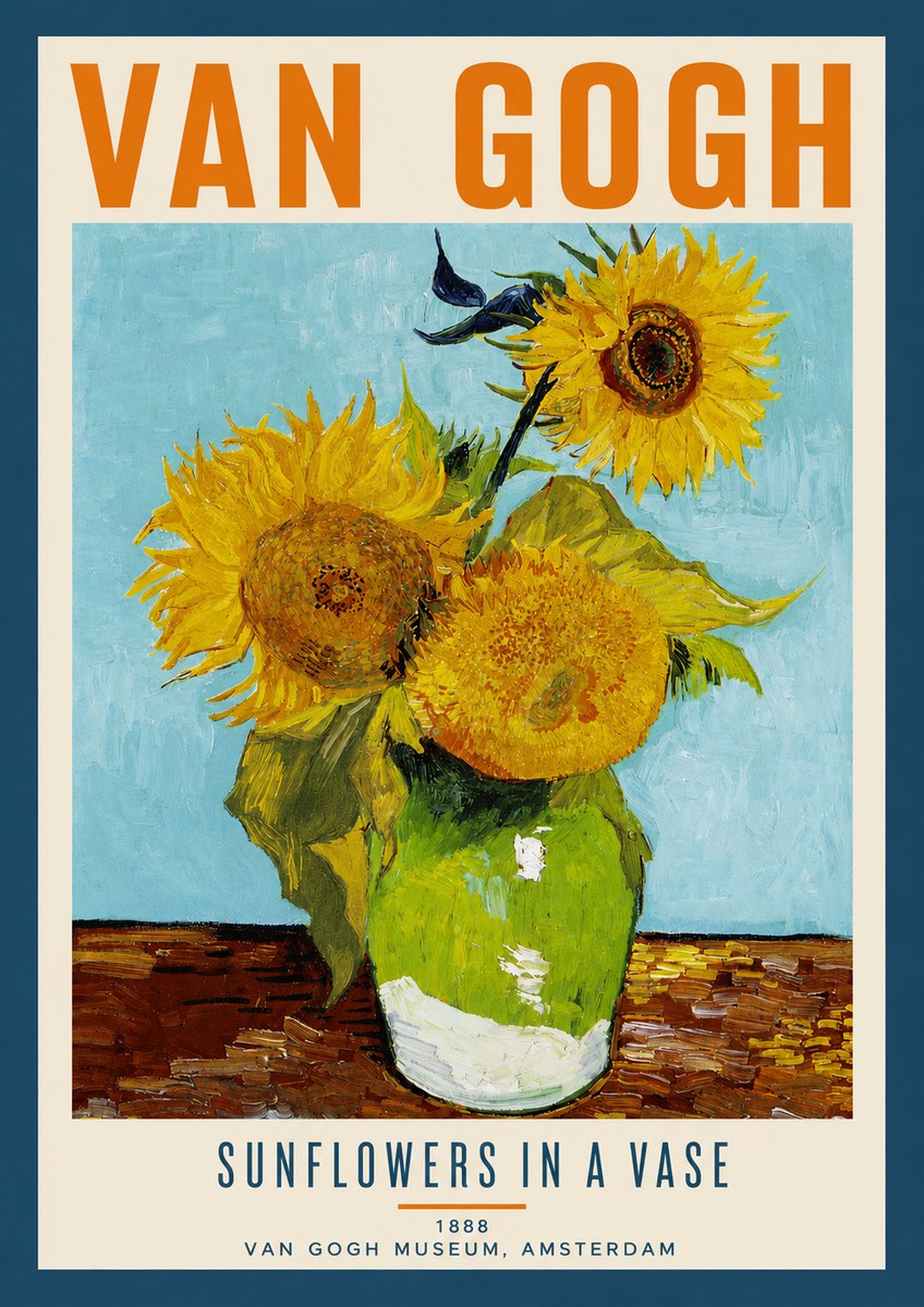 Van Gogh Sunflowers in a Vase No3 - Affiche
