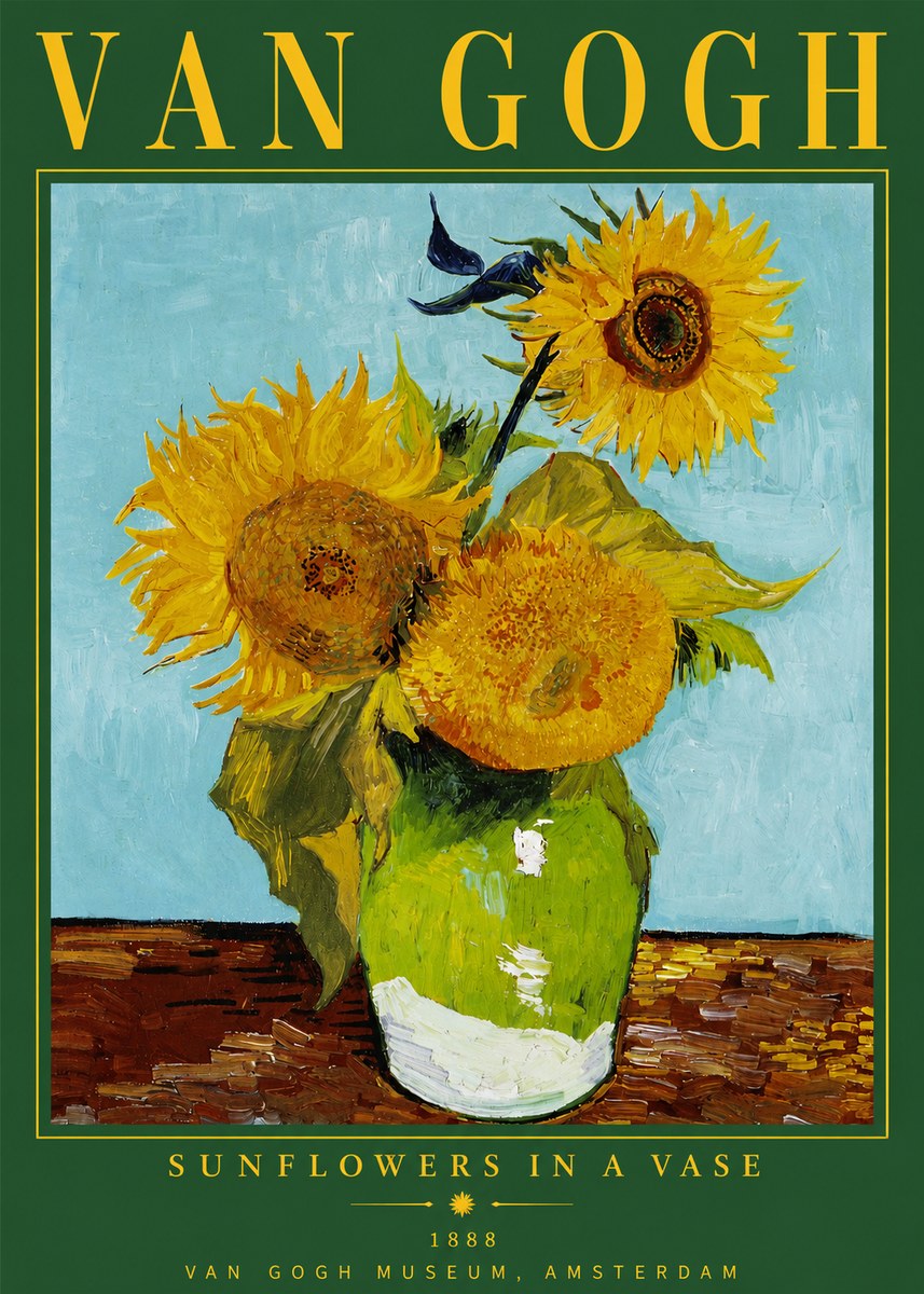 Van Gogh Sunflowers in a Vase No4 - Affiche