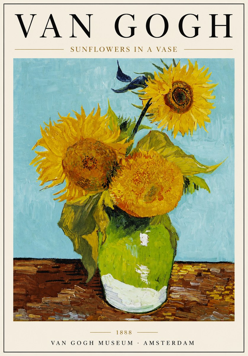 Van Gogh Sunflowers in a Vase No5 - Affiche