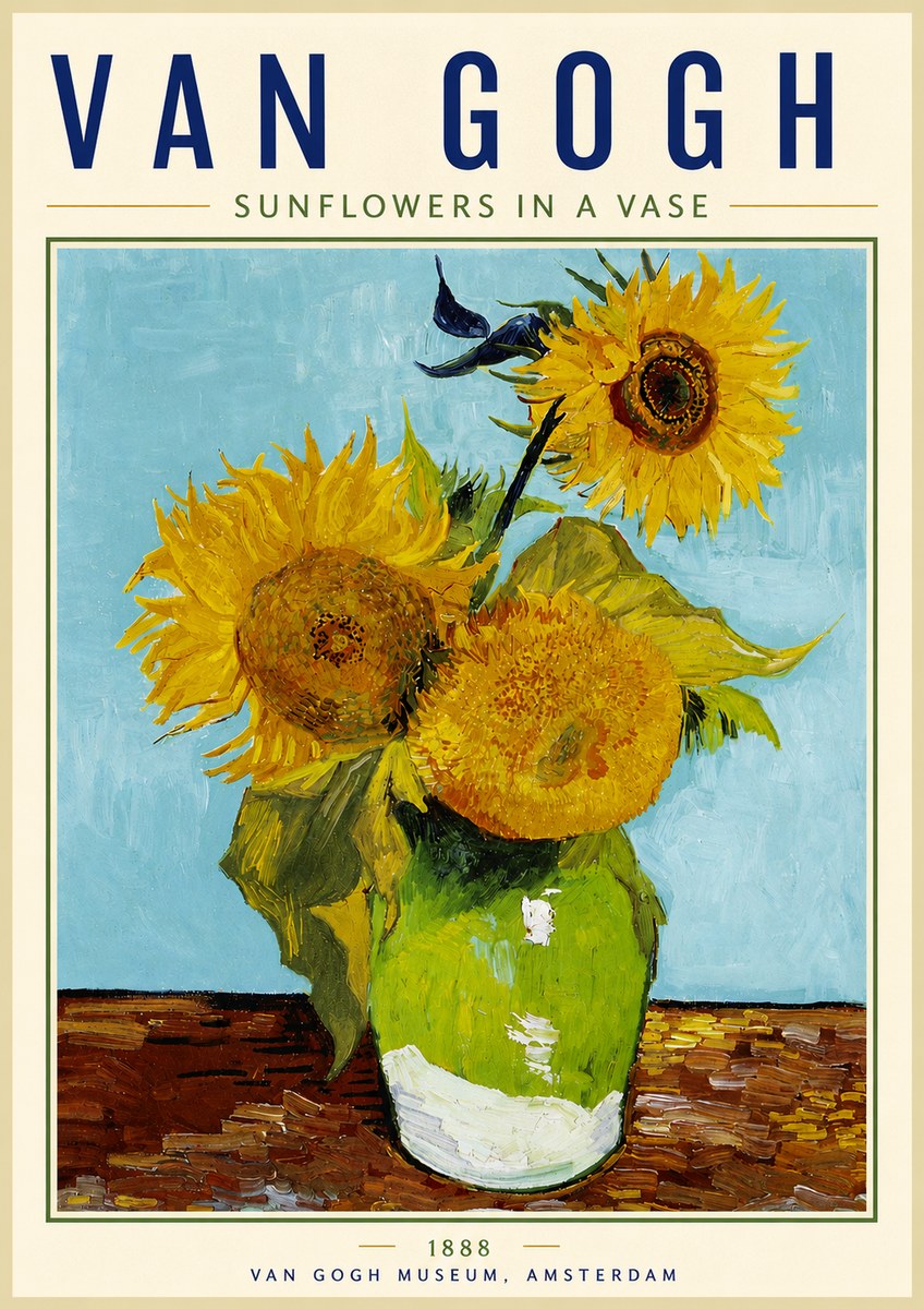 Van Gogh Sunflowers in a Vase No6 - Affiche