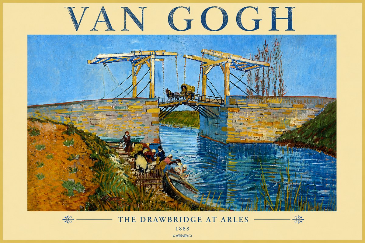 Van Gogh The Drawbridge at Arles I No5 - Affiche