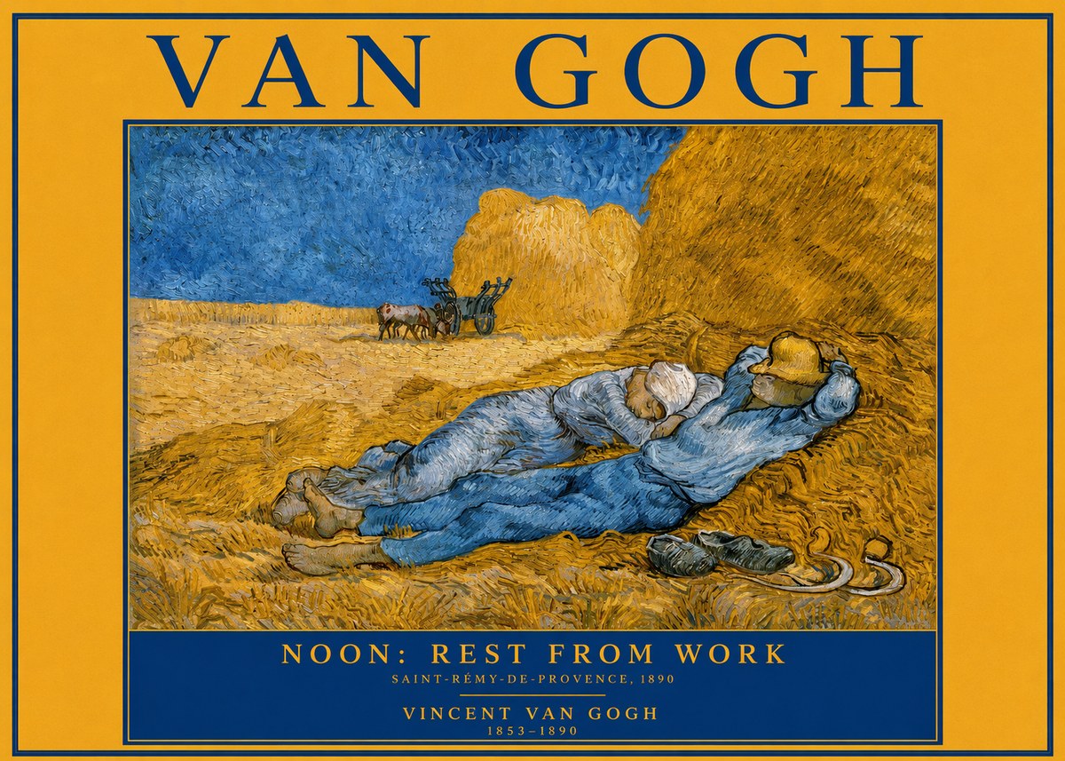 Van Gogh Noon: Rest from Work No2 - Affiche