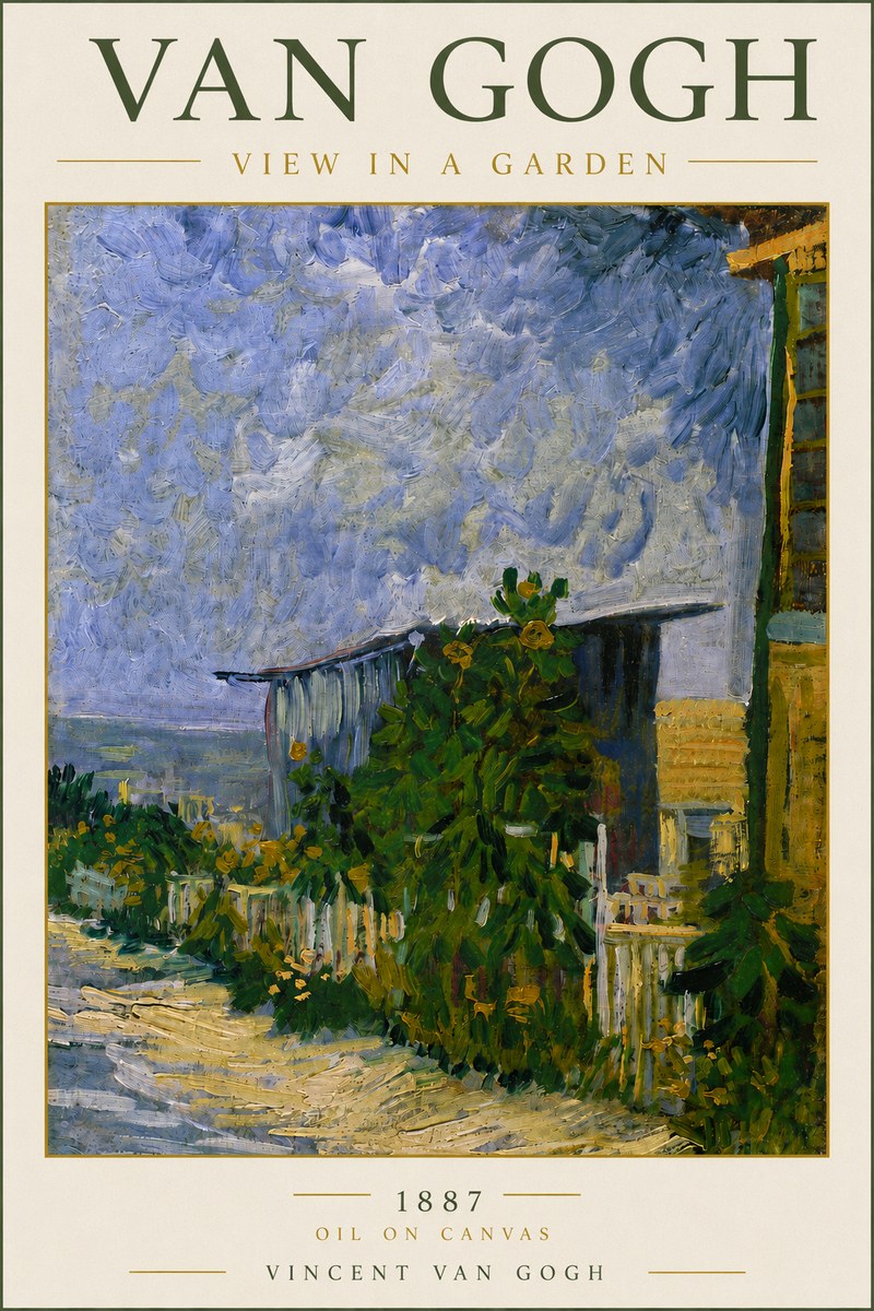 Van Gogh View in a Garden No4 - Affiche