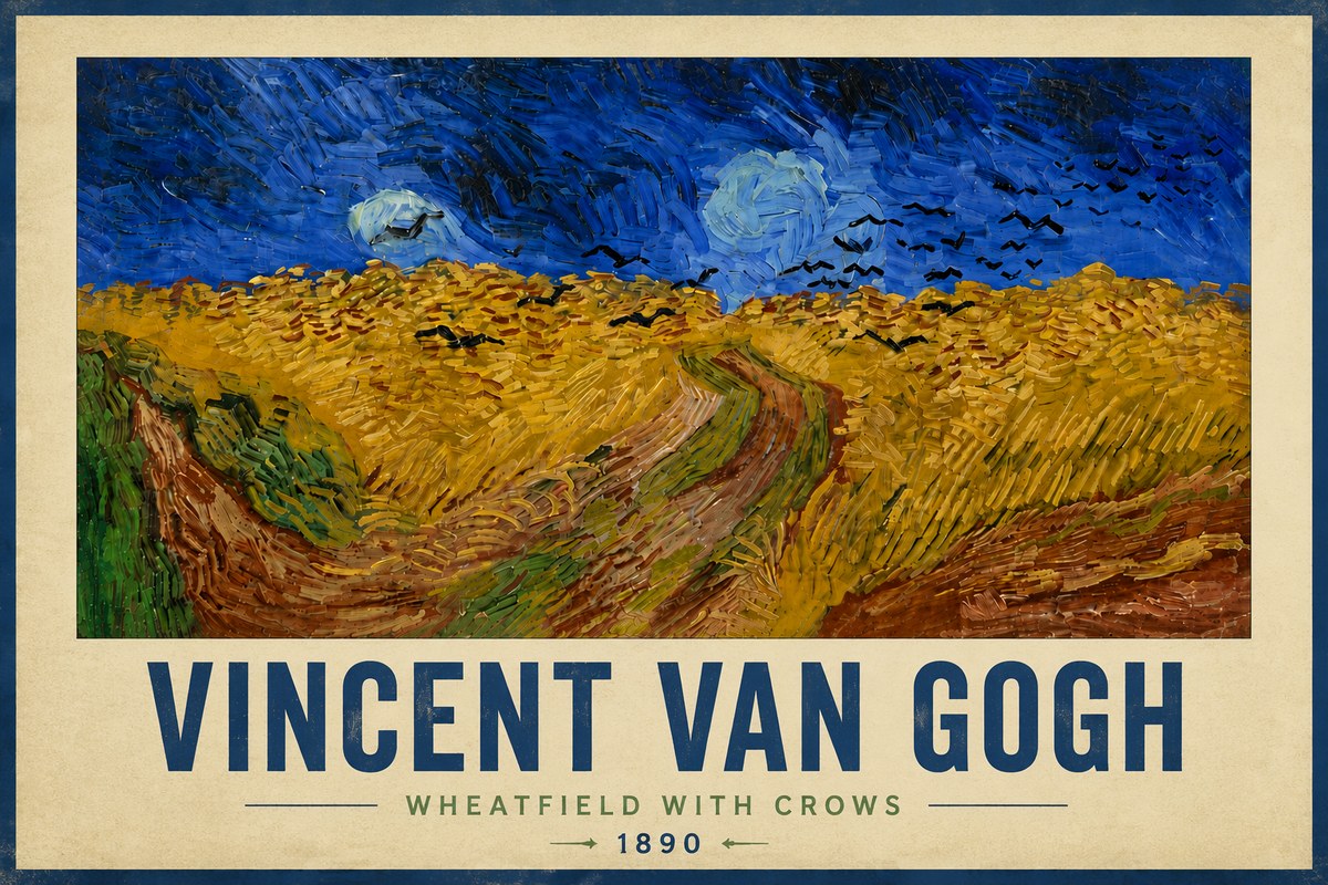 Van Gogh Wheatfield with Crows No6 - Affiche